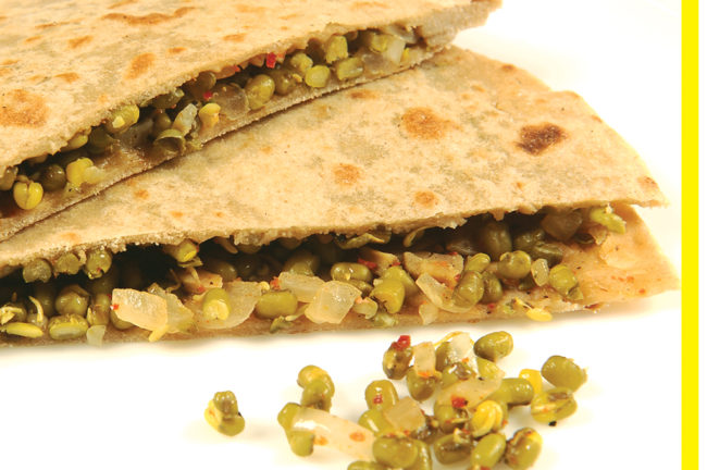 stuffed green gram parotta